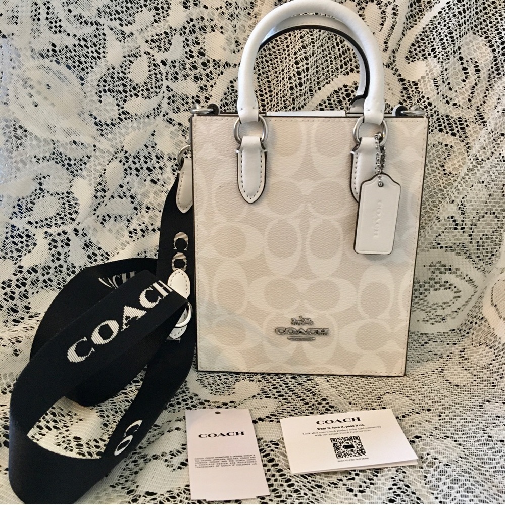 NWT Coach North South Mini Tote In Signature Canvas - Picture 7 of 14
